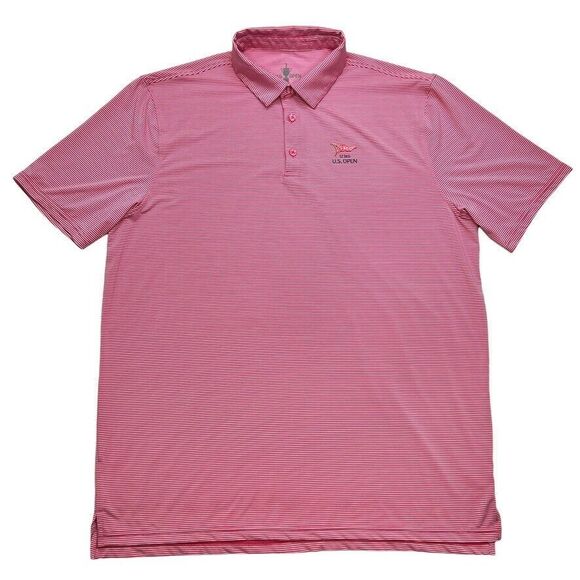 US Open Golf Polo Shirt Official 123rd‎ LACC 2023 Mens XL Blue Stripes Stretch - Picture 1 of 8